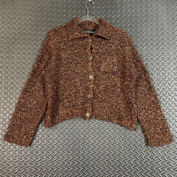 Tribeca Sweaters - Vintage Tribeca Brown Knitted‎ Button Up Cardigan Acrylic Blend Women's One Size